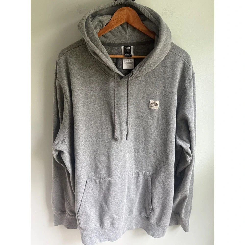 The North Face Mens Circular Design Hoodie Heather Grey Pullover Sweatshirt XXL